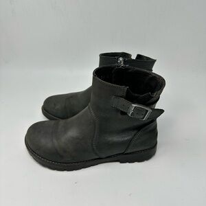 Birkenstock Stowe Women's Gray Leather Buckle Biker Moto boots Sz 37